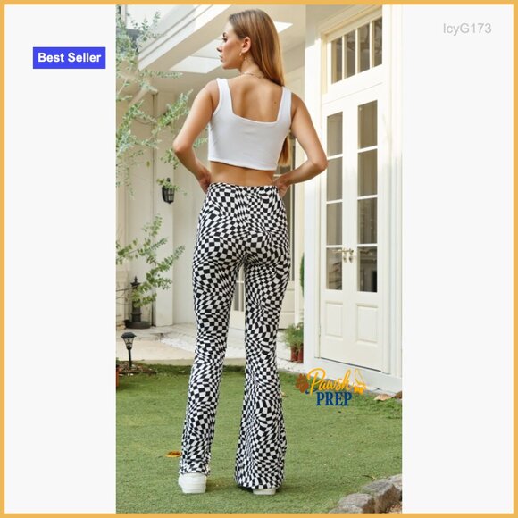 Soft High Waist Flare Leggings, Polyester Stretch, All Seasons Wear - Picture 6 of 7